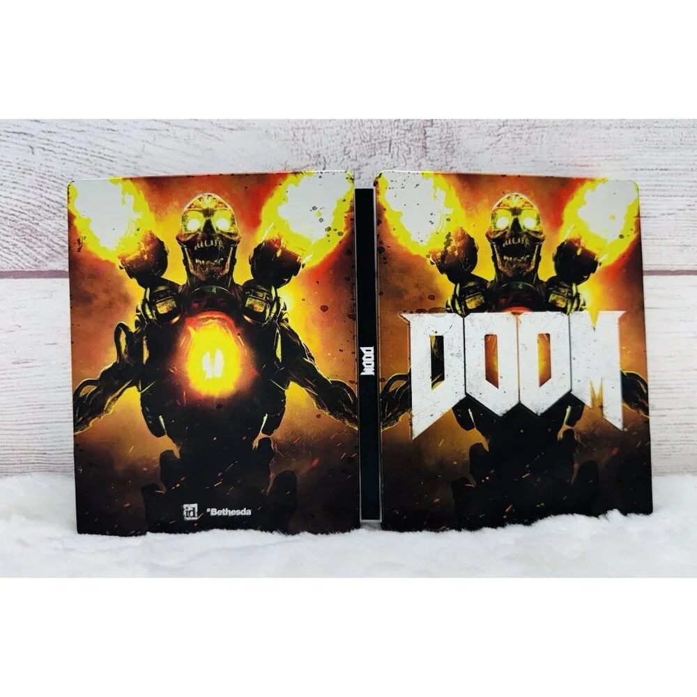 DOOM (PS4, PlayStation 4, 2016) SteelBook ONLY (NO DISC) + Manual - USED